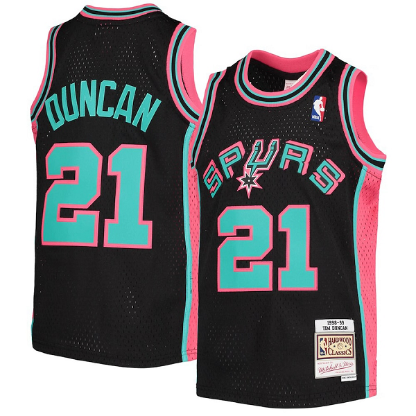 Men's San Antonio Spurs #21 Tim Duncan Mitchell & Ness 1998-99 Hardwood Classics Reload Throwback Stitched Jersey